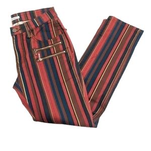 WeWoreWhat Rocker Low Rise Striped Cropped Jeans Punk